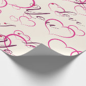 Ich Liebe Sie - rosa, schwebende Herzen Geschenkpapier (Ecke)