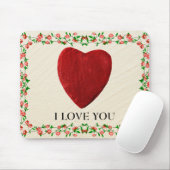 Ich Liebe Sie Rosenrahmen mit Herz Mousepad (Mit Mouse)