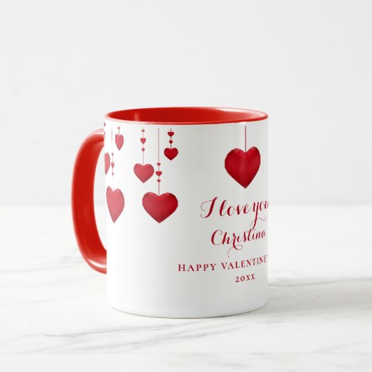 Ich Liebe Sie rotes Herz Personalisiert Valentinst Tasse (Vorderseite Links)
