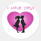 Ich Liebe Sie Runder Aufkleber (Vorderseite)