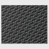 Ich Liebe, Sie Schwarz-weiße Herz-Pattern-Typograf Geschenkpapier (Flach)