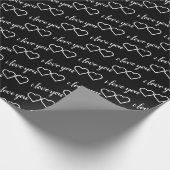 Ich Liebe, Sie Schwarz-weiße Herz-Pattern-Typograf Geschenkpapier (Ecke)