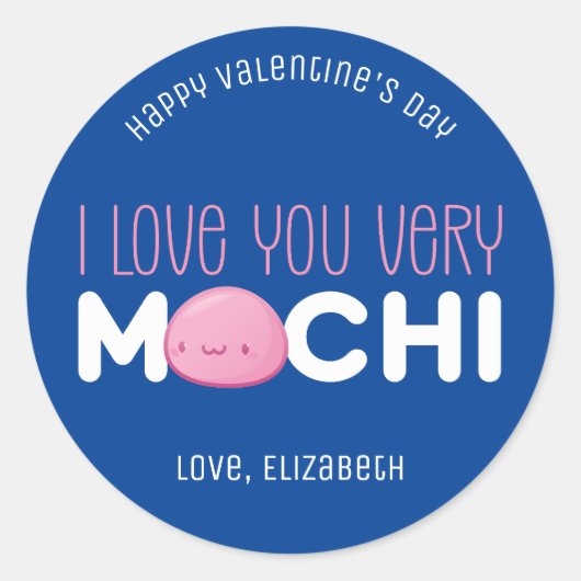 Ich Liebe Sie sehr Mochi Funny Niedlich Valentinst Runder Aufkleber (Vorderseite)