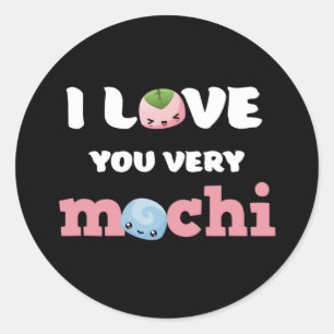 Ich Liebe Sie sehr mochi Niedlich Valentinstag Pun Runder Aufkleber