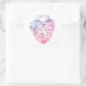 Ich Liebe Sie Sticker, Herz, Valentin, Lila rosa Runder Aufkleber (Tasche)