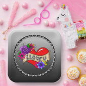 Ich Liebe Sie | Street Art Graffiti Urban Heart Pappteller (Party)