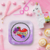 Ich Liebe Sie | Street Art Graffiti Urban Heart Pappteller (Party)