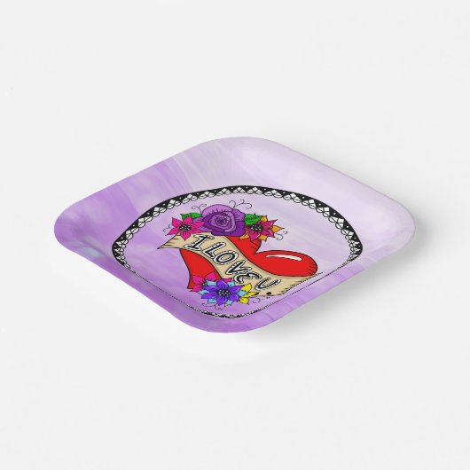 Ich Liebe Sie | Street Art Graffiti Urban Heart Pappteller (Gewinkelt)