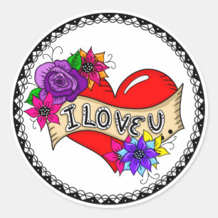 Ich Liebe Sie   Street Art Graffiti Urban Heart Runder Aufkleber