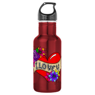 Ich Liebe Sie   Street Art Urban Heart Edelstahlflasche
