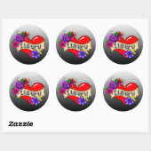 Ich Liebe Sie | Tattoo Heart Art Runder Aufkleber (Blatt)