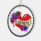 Ich Liebe Sie | Tattoo Heart Personalisiert Keramik Ornament (Links)