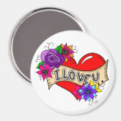 Ich Liebe Sie | Tattoo Heart Personalisiert Magnet (Vorderseite/Rückseite)