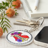 Ich Liebe Sie | Tattoo Heart Personalisiert Schlüsselanhänger (Vorderseite rechts)