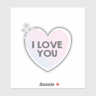 Ich Liebe Sie Text in Herzform Aufkleber