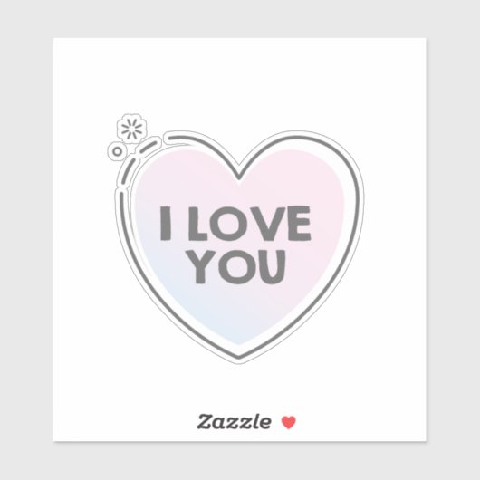 Ich Liebe Sie Text in Herzform Aufkleber (Blatt)