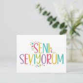 Ich Liebe Sie Türkischer Seni Seviyorum Regenbogen Postkarte (Stehend Vorderseite)