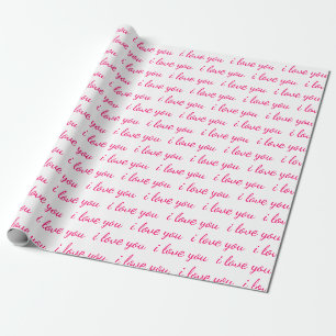 Ich Liebe Sie Typografie Cursive Valentine Geschenkpapier