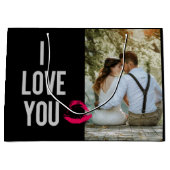 Ich Liebe Sie Typografie Lips Pink Valentine's Fot Große Geschenktüte (Vorderseite)