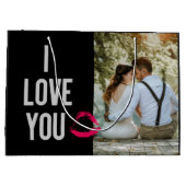 Ich Liebe Sie Typografie Lips Pink Valentine's Fot Große Geschenktüte (Rückseite)