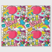 Ich Liebe Sie U-Bahn Art Muster Geschenkpapier (Flach)