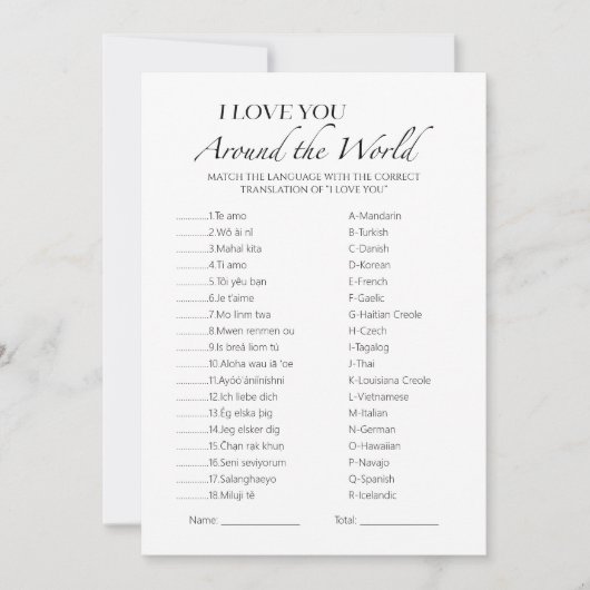 Ich Liebe Sie um das World Game Brautparty Einladung (Vorderseite)