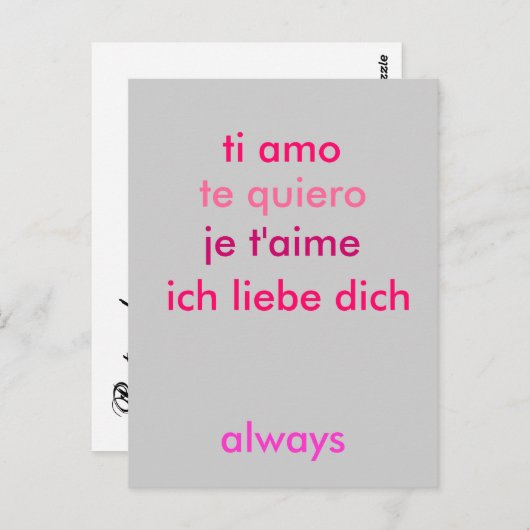 Ich Liebe Sie ... unabhängig von der Sprache (Anpa Postkarte (Vorne/Hinten)