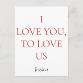 Ich Liebe Sie und uns, personalisieren Sie Ihre pe Postkarte (Vorderseite)