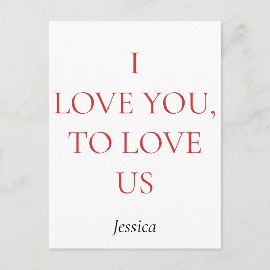 Ich Liebe Sie und uns, personalisieren Sie Ihre pe Postkarte (Vorderseite)
