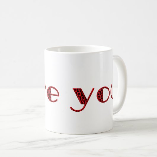 Ich Liebe Sie Valentine Cupid Typografie Red Black Kaffeetasse (VorderseiteRechts)