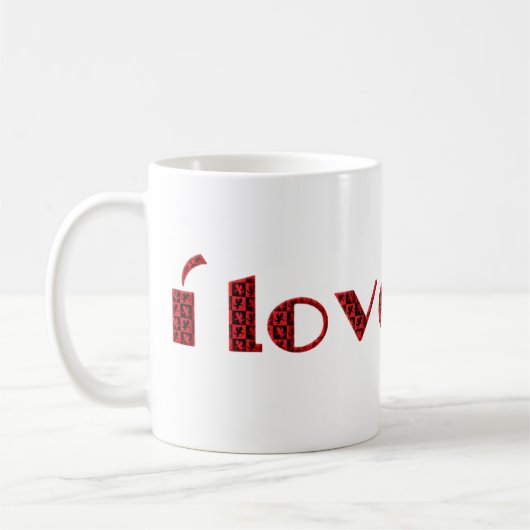 Ich Liebe Sie Valentine Cupid Typografie Red Black Kaffeetasse (Links)