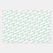 Ich Liebe Sie Valentine grüne Herzen Streifen Geschenkpapier Set (Vorderseite)