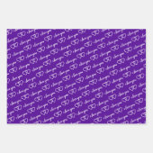 Ich Liebe Sie Valentine Lila Herzen Streifen Geschenkpapier Set (Vorderseite 2)