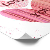 Ich Liebe Sie Valentine Pink Wasserfarbenherzen Poster (Ecke)