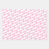 Ich Liebe Sie Valentine Rosa Herz Streifen Geschenkpapier Set (Vorderseite)