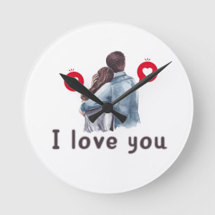 Ich Liebe, Sie valentinieren trendige Uhrendesigns Runde Wanduhr