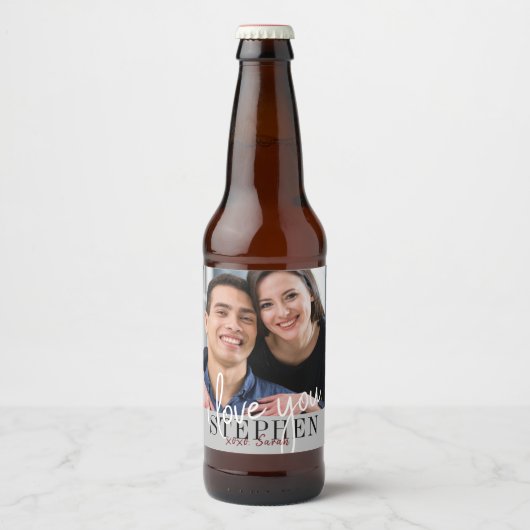 Ich Liebe Sie Valentinstag Foto Bierflaschenetikett (Vorderseite)