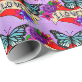 Ich Liebe Sie | Valentinstag Herz und Rose Geschenkpapier (Rolleneckpunkt)