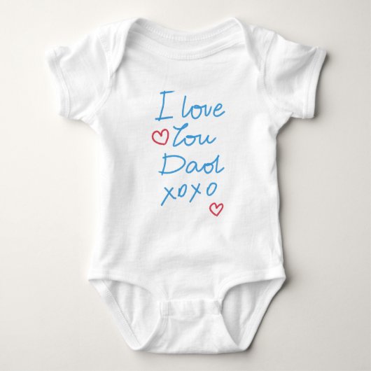 "Ich Liebe Sie Vater xoxo" handgeschriebene Baby Strampler (Vorderseite)