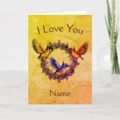 Ich Liebe Sie Vögel auf Kranz Personalisiert Karte (Vorderseite)