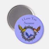 Ich Liebe Sie Vögel auf Kranz Personalisiert Magnet (Vorderseite/Rückseite)