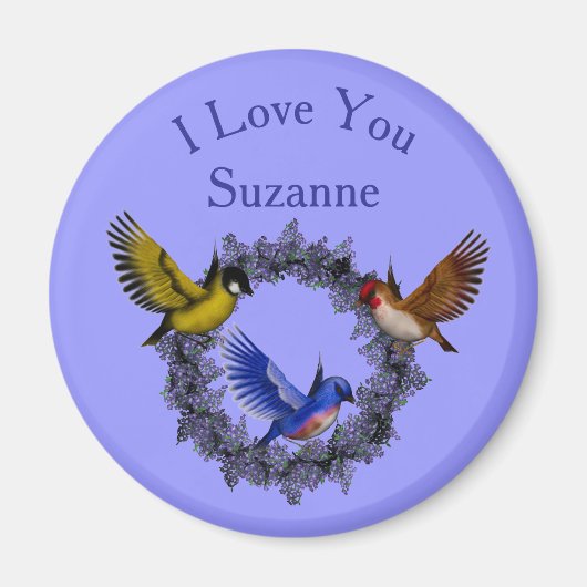 Ich Liebe Sie Vögel auf Kranz Personalisiert Magnet (Vorne)