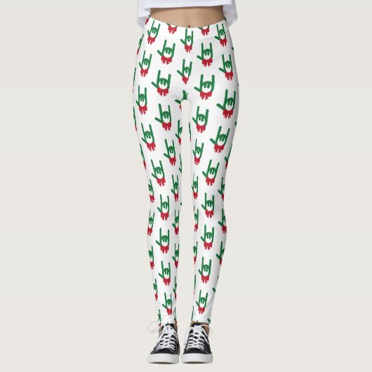 Ich Liebe Sie Weihnachtskranz Leggings (Vorderseite)