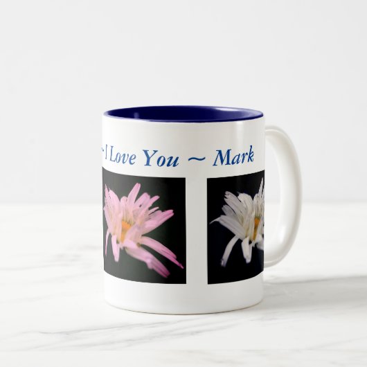 Ich Liebe Sie White Daisy Personalisiert Zweifarbige Tasse (VorderseiteRechts)