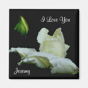 Ich Liebe Sie White Rosenknospe Personalisiert Magnet