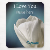 Ich Liebe Sie White Tulip Blume Personalisiert Mousepad (Vorne)