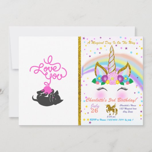 Ich Liebe Sie - Wollkugel - Wählen Sie die Farbe z Einladung (Vorderseite)