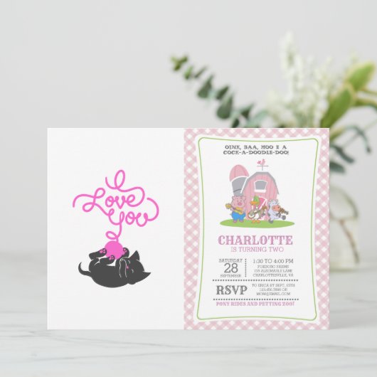 Ich Liebe Sie - Wollkugel - Wählen Sie die Farbe z Einladung (Stehend Vorderseite)