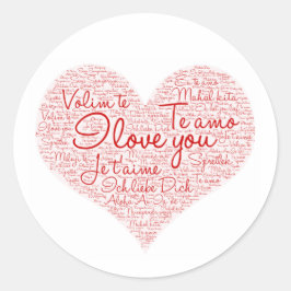 Ich Liebe Sie Wort Cloud Red Heart Valentinstag Runder Aufkleber