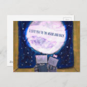 Ich Liebe Sie zu den Mond & Back Robotern Postkarte (Vorne/Hinten)